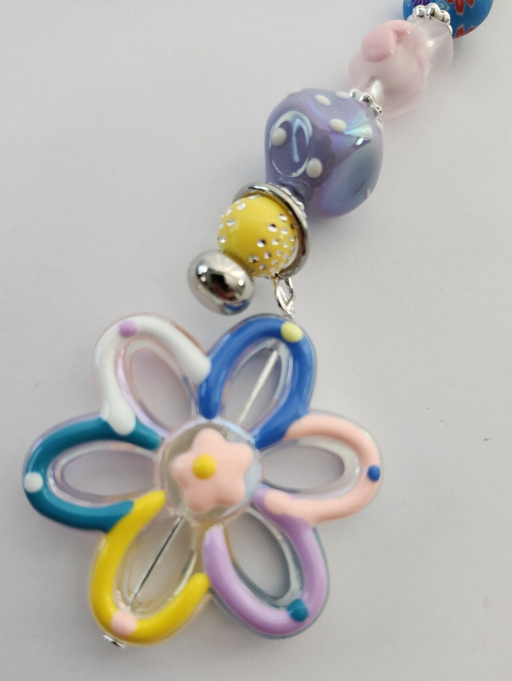 Flower Packpack Zipper Charm Handcrafted